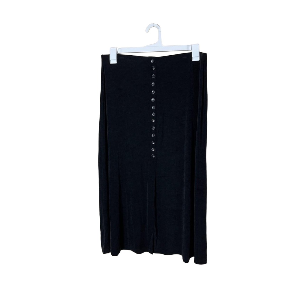 Briggs New York‎ Y2K Black Button Front Maxi Length Skirt Petite